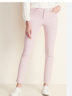 Old Navy, pink and white vertical striped pixie ankle pants size 0